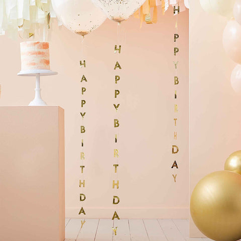 Image of Gold - Mix It Up Balloon Tail Happy Birthday Gold Foiled