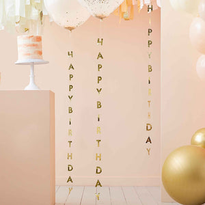 Gold - Mix It Up Balloon Tail Happy Birthday Gold Foiled