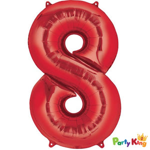 Red “8” Numeral Foil Balloon 86cm (34”)