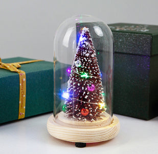 Led Glass Dome With Red Christmas Tree
