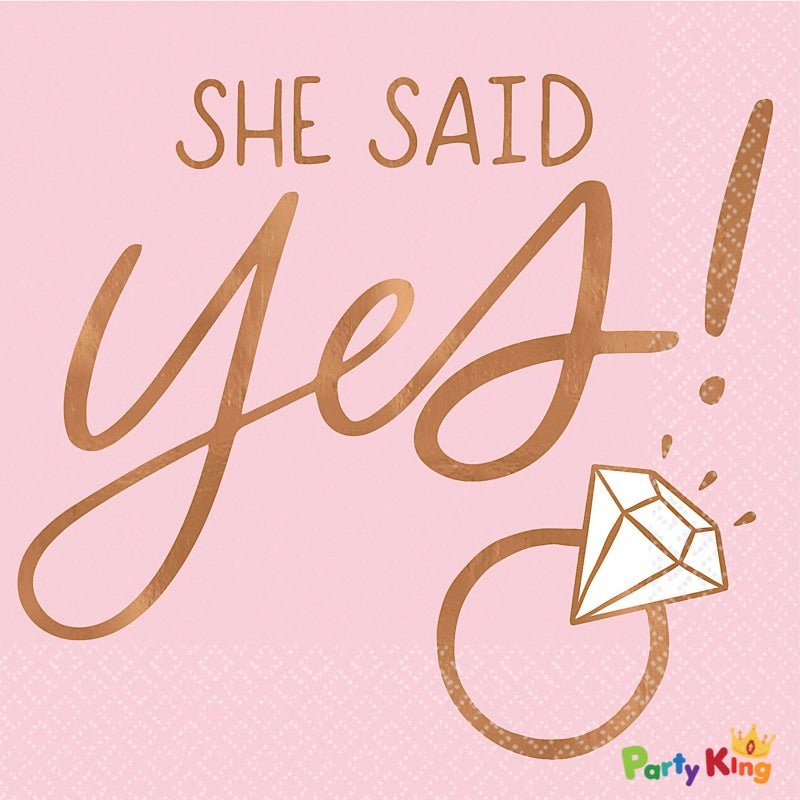 Blush Wedding Hot Stamped Beverage Napkins She Said Yes