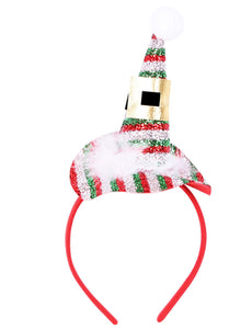 Christmas Headband With Hat Red and Silver