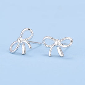925 Silver Ear Stud Holo Bow
