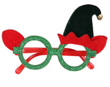 Christmas Glasses With Elf Hat and Bell