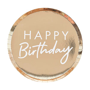 Gold - Mix It Up Gold Foiled Happy Birthday Paper Plates