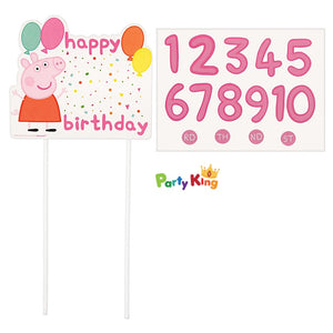 Peppa Pig Confetti Party Customisable cake Topper Pick
