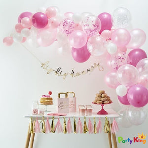 Balloon Garland Arch Pink, White and Confetti Balloon
