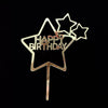 Happy Birthday Three Stars Acrylic Cake Topper Gold