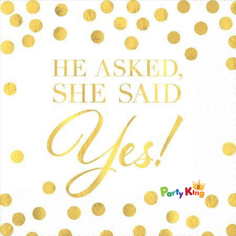 Mint To Be He Asked Beverage Napkins Foil Hot Stamped