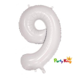White “9” Numeral Foil Balloon 86cm (34”)