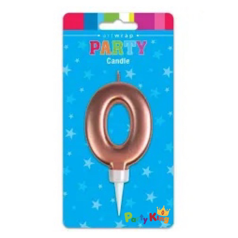 Large Number Candle Rose Gold No.0