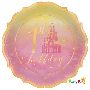 Disney Princess Once Upon A Time 1st Birthday 17cm Metallic Shape Paper Lunch Plates