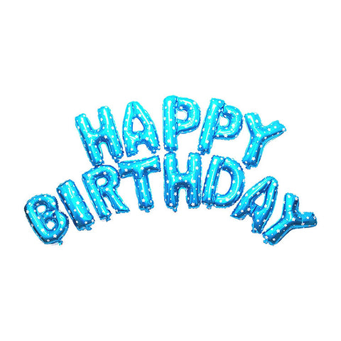 Happy Birthday Foil Balloon Blue With White Heart Printed