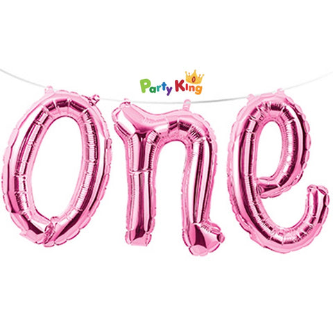Shape ONE Pink Balloons Foil Banner Air Fill Only