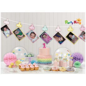 1st Birthday Girl Photo Ribbon Garland