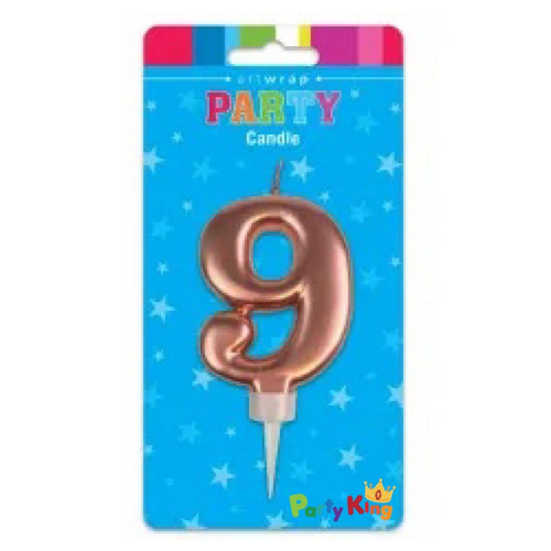 Large Number Candle Rose Gold No.9