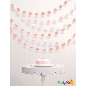 Rose Gold & Blush String Decorations Round Paper & Foil