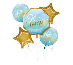 Oh Baby Blue Foil Balloon Bouquet Set 5pc
