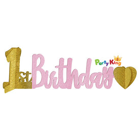 1st Birthday Girl Glittered Centrepiece