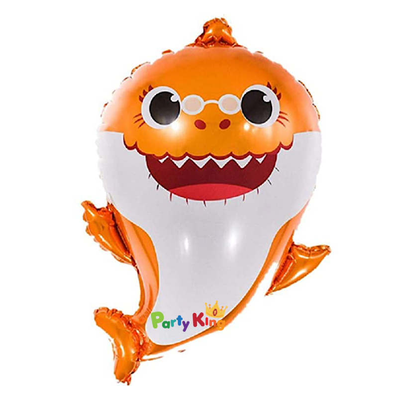 Orange Shark Shape Foil Balloon Orange 65cm