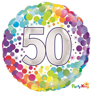 Colourful Confetti Foil Balloon 50th
