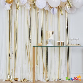 Mix It Up Gold Metallic Streamer Backdrop