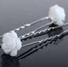 Bridal Pearl White Rose Hairpins