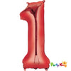 Red “1” Numeral Foil Balloon 86cm (34”)