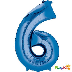 Bright Blue “6” Numeral Foil Balloon 86cm (34”)