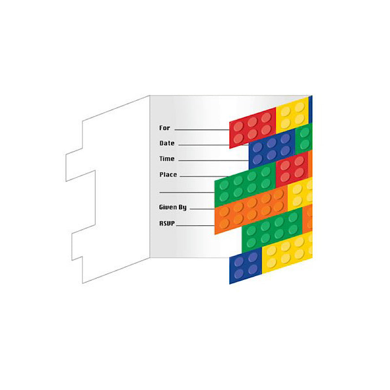 Lego Buidling Block Party Invitations Gatefold 11cm x 11cm
