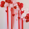 Be Mine Red & Pink Balloon Arch Party Backdrop with Streamers & Paper Heart Deco DIY Balloon Garland