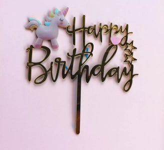 Unicorn Happy Birthday Acrylic Cake Topper