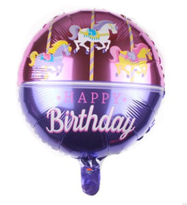 45cm (18") Round Foil Balloon - Happy Birthday Merry-Go-Round