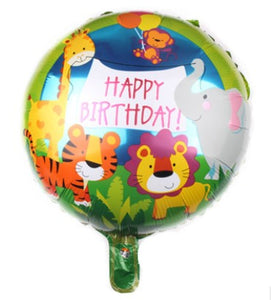 45cm (18") Round Foil Balloon - Happy Birthday Animals