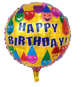 45cm (18") Round Foil Balloon - Happy Birthday Emoji