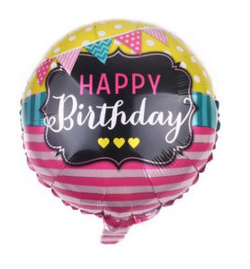 45cm (18") Round Foil Balloon - Happy Birthday Bunting