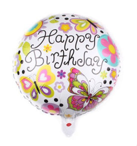 45cm (18") Round Foil Balloon - Happy Birthday Butterfly