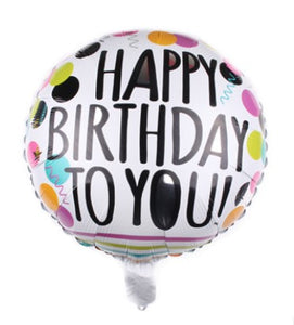 45cm (18") Round Foil Balloon - Happy Birthday Polka Dot