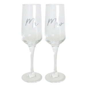 Wedding Mr & Mrs Champagne Flute Set